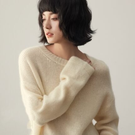Pure Cashmere Wide Sweater Pullover Women's Thick